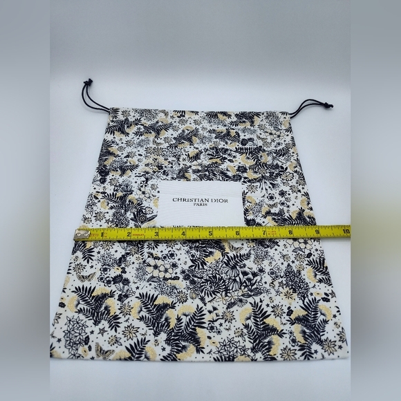 Christian Dior Paris Drawstring Dust Bag Floral Gold Black Authentic Packaging - Picture 5 of 6